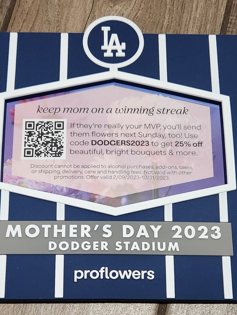 LA Dodgers Mother’s Day 2023 ProFlowers Promo Sign